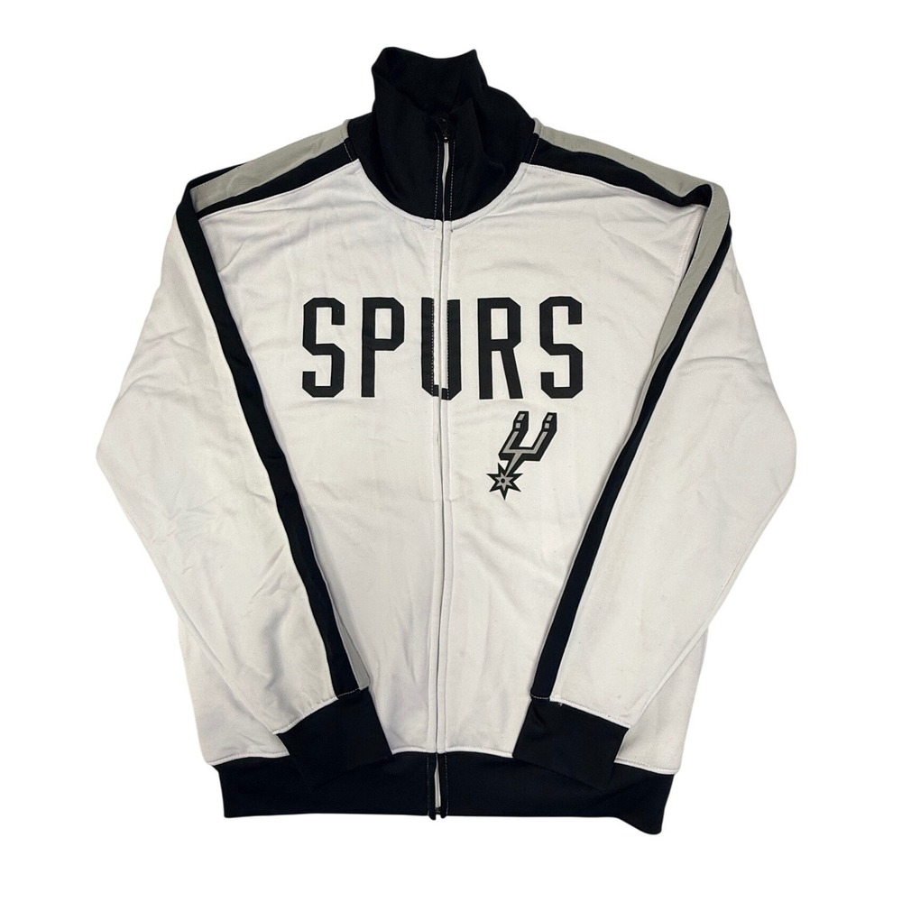 NBA San Antonio Spurs Track Jacket Mens Large White Full Zip Basketball Warm Up
